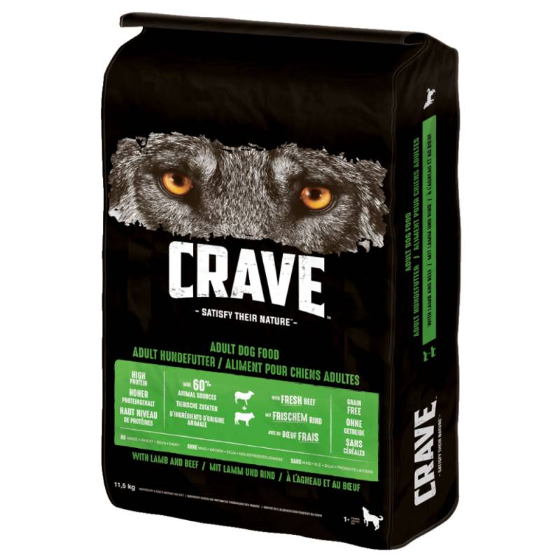 2,5 kg gratis! 11,5 kg Crave Adult Trockenfutter - Lamm & Rind von Crave