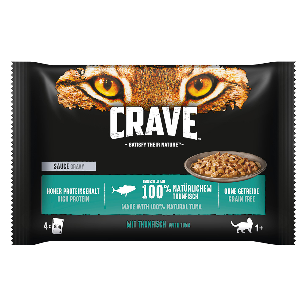 4 x 85 g Crave Pouch Multipack zum Sonderpreis! - Sauce mit Thunfisch von Crave