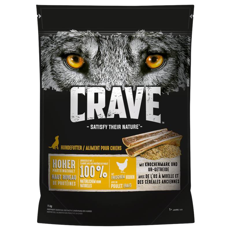 Crave Trockenfutter für Hunde zum Sonderpreis! - Huhn mit Knochenmark & Urgetreide (1 kg) von Crave