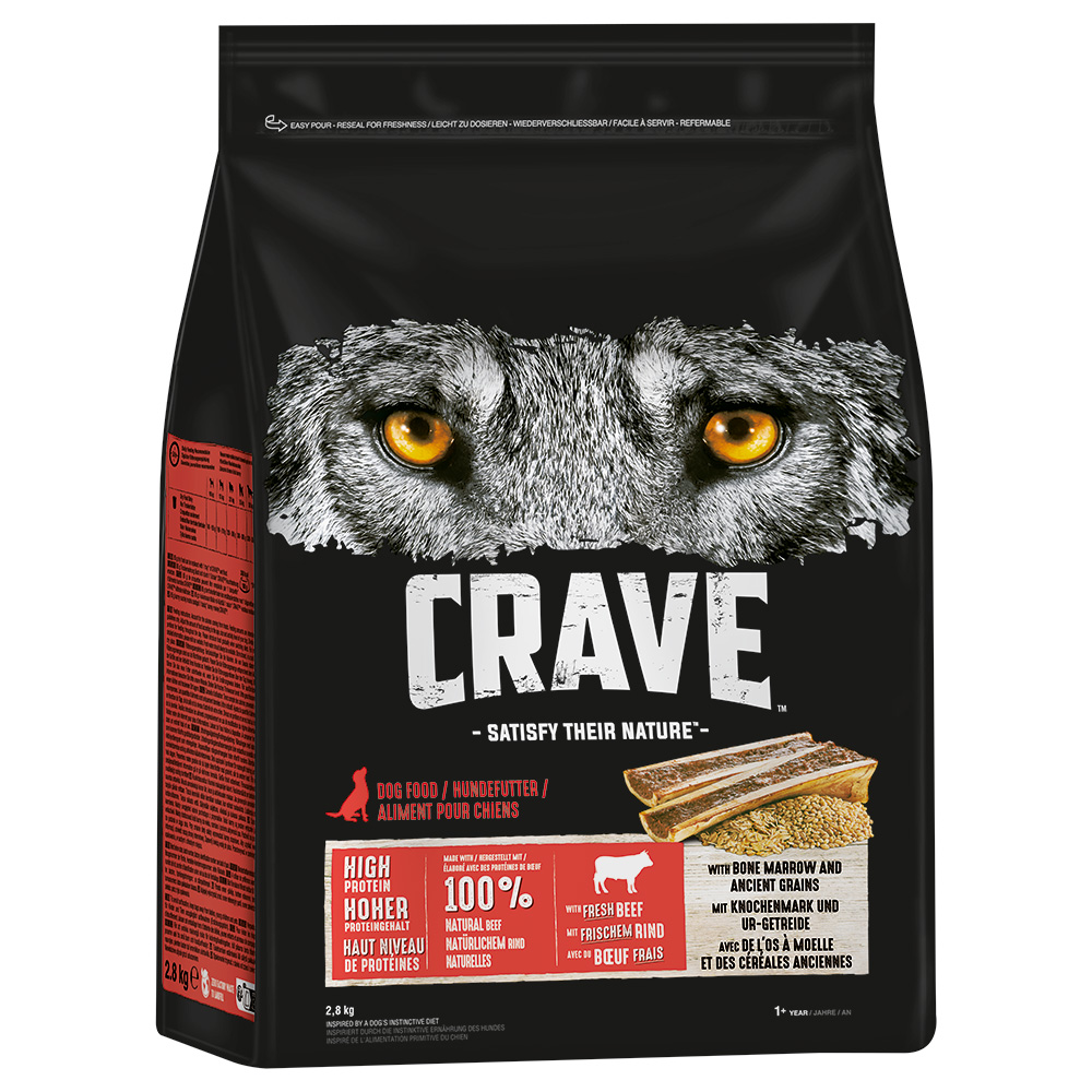 Crave Trockenfutter für Hunde zum Sonderpreis! - Rind mit Knochenmark & Urgetreide (2,8 kg) von Crave