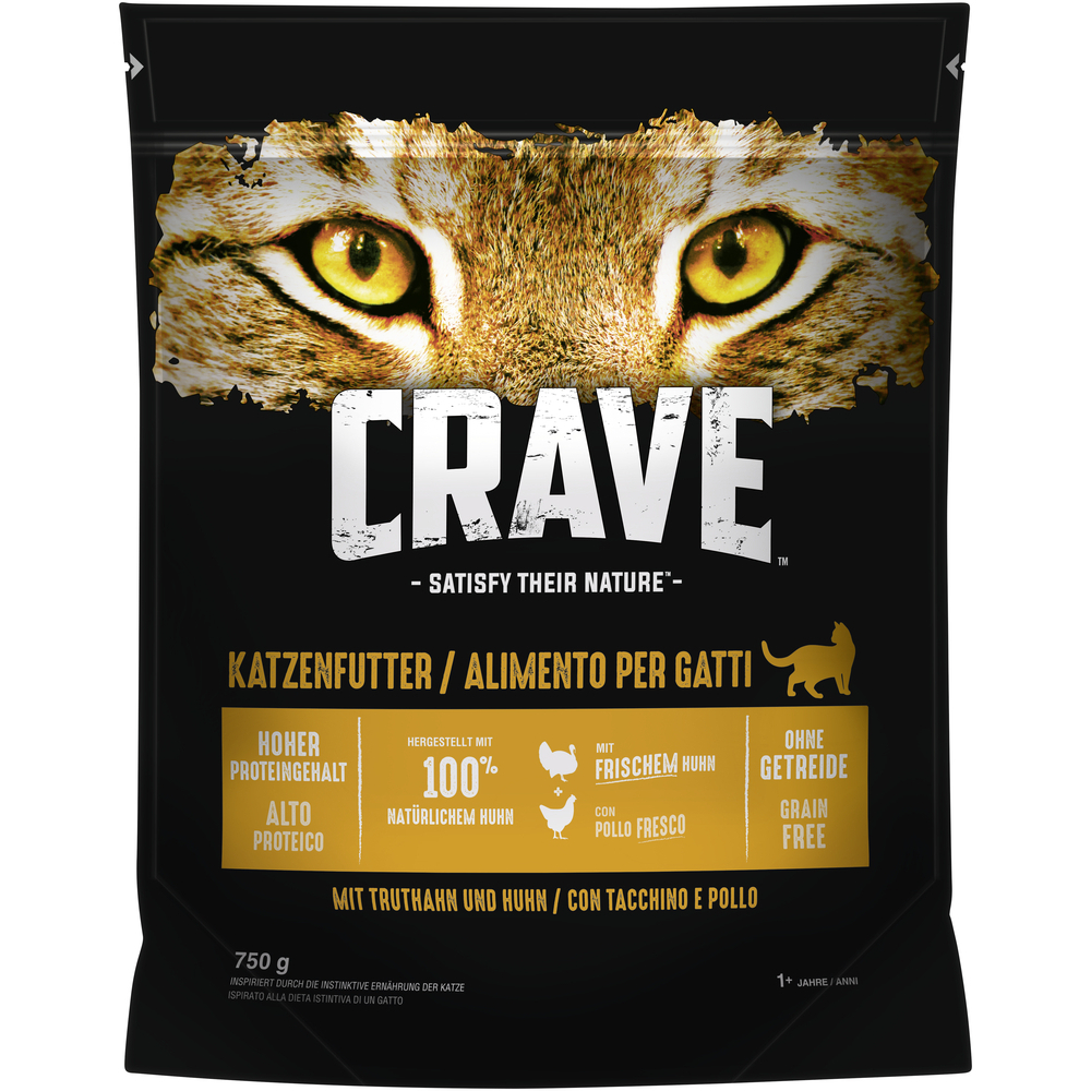 Crave Trockenfutter Katze mit Truthahn & Huhn - 750 g von Crave