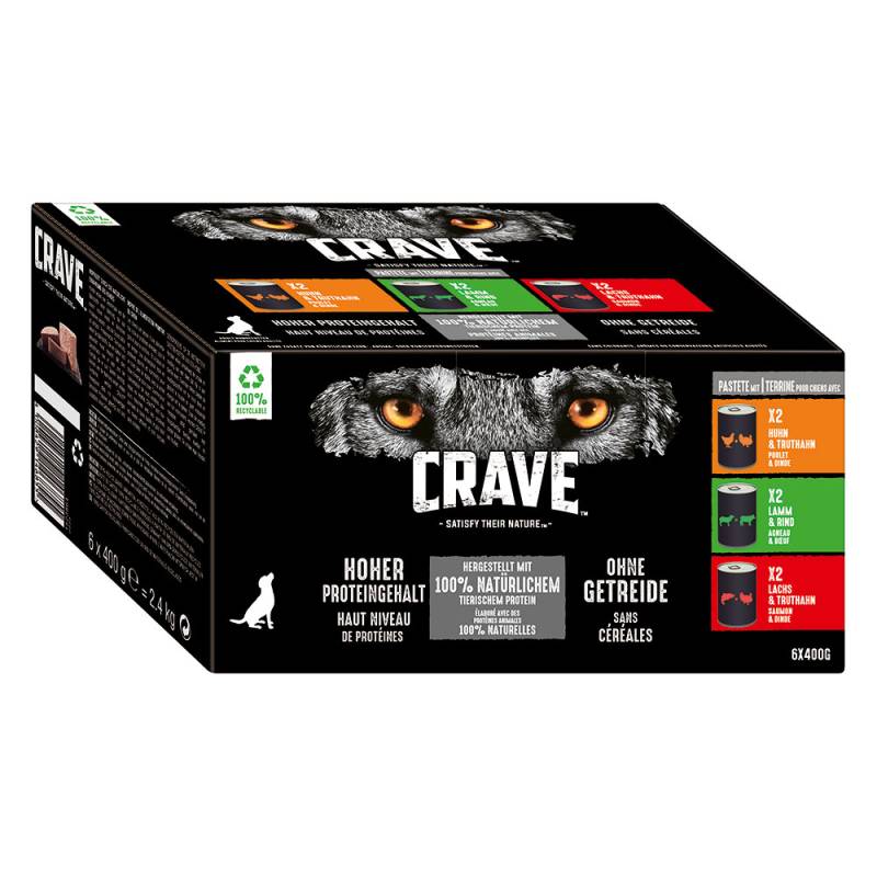 Sparpaket Crave Adult 24 x 400 g - Mix (3 Sorten gemischt) von Crave