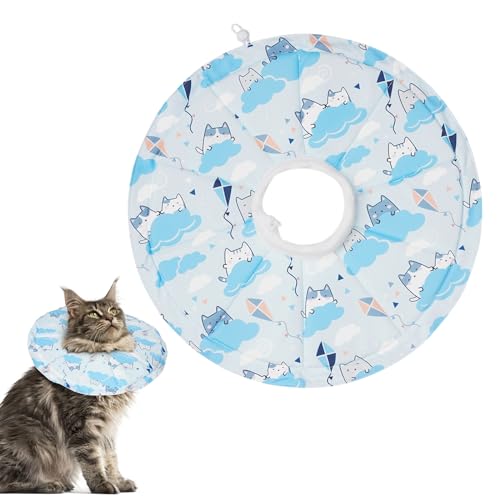 Crazy Felix Katzenkegel, weiches Katzenkegelhalsband, um Lecken und Kratzen zu stoppen, verstellbarer Erholungskegel für Katzen nach Operationen mit Kordelzug-Design, einfach zu essen und zu trinken von Crazy Felix