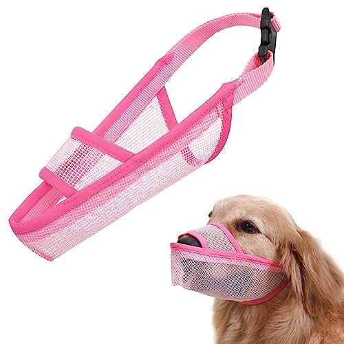 Crazy Felix Nylon Hund Maulkorb für kleine, mittelgroße und große Hunde, Air Mesh atmungsaktiv und trinkbar, Haustier Maulkorb für Anti-Bellen, Lecken (XS, Rosa) von Crazy Felix