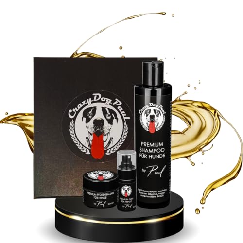 Premium Luxusfellpflege-Set Complete - für Ihren Hund, 100% natürlicher Schutz gegen Zecken, Flöhe, Milben und Läuse von CrazyDogPaul