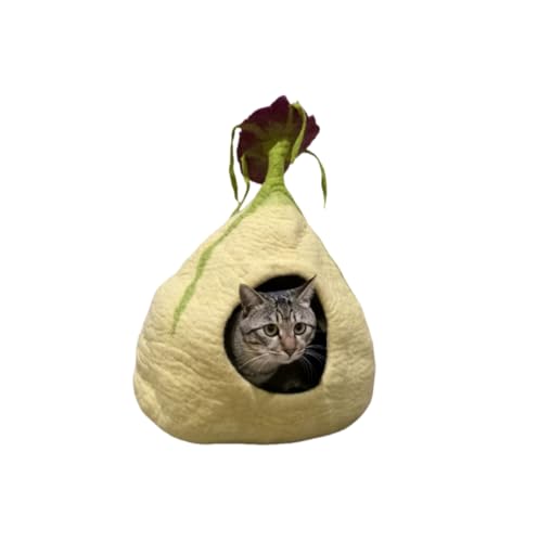 Katzenhöhle aus 100% Wolle mit Blumendekor, Höhle für Katzen von CrazycatZ