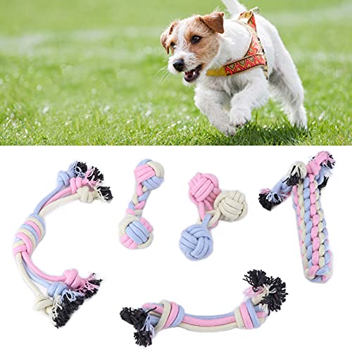 Creahappy Seilspielzeug für Hunde, 5er-Pack, Strapazierfähiges Hundespielzeug aus Baumwolle, Welpenspielzeug, Hundekauseil, Welpen-Beißspielzeug für Kleine und Mittelgroße Hundewelpen von Creahappy