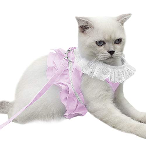 Creation Core Atmungsaktives Katzen-Spitzen-Kleid mit passender Leine, Set (rosa, L) von Creation Core