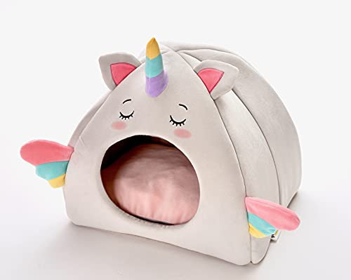 Creative Pets Einhorn-Haustierhaus, Hunde-/Katzenbett, bequemes Material, kleine Hunde und Katzen, niedliches Haustierhaus, Haustierhaus, warmes Katzenbett, niedliches lustiges Haustierbett von Creative Pets