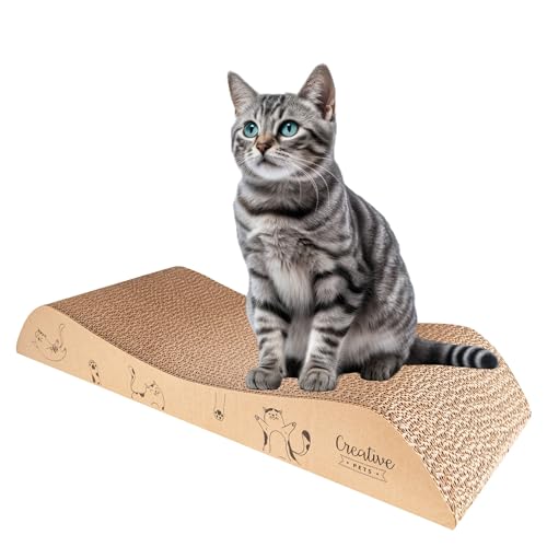 Creative Pets Katzen Kratzbrett 57 x 21 x 8 cm | Kratzpappe Groß | Natürlicher Kratzbaum | Robuste Kratzmöbel Katze | Hochwertige Pappe Kratzbretter von Creative Pets