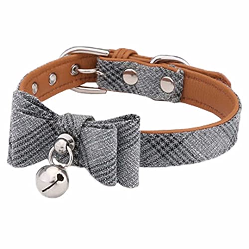 Verstellbares Gitter Katzenhalsband Halsband Katze Hundehalsband Fliege Hundehalsband für kleine Hunde Baumwolle Gestreifte Schleife Halskette von Creatwls