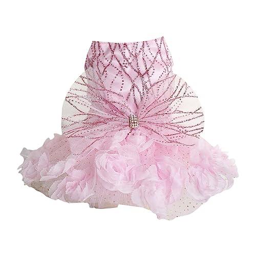 Sommer Haustier Prinzessin Kleid, Mode Blumen Pailletten Hund Rock Haustier Kleidung, Welpen Katze Kostüm Haustier Hochzeitskleid Kleine Hunde Prom Party Prinzessin Kleid Rosa XL von Cremlank