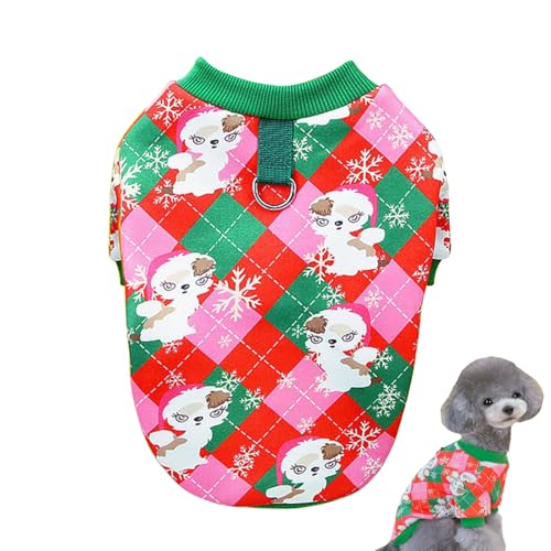 1 Stück Weihnachten Haustierkleidung Weihnachtsklassiker Hundepullover Rosa Gitter Hunde Strickpullover Winter Jumper Kätzchen-Kleidung Kostüm Kleine Hunde Pullover für Mittelgroße Welpenkätzchen (S) von Cretvestsar