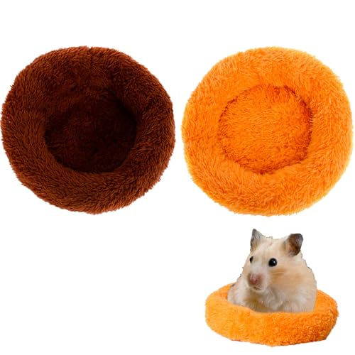 2 Stück Hamster Pet Nest, Gemütliche Hamster Nester, Kleintier Nest, Weiches Hamsterbett, für Meerschweinchen Gerbillen Mäuse Ratten Chinchillas Degus Zwerghamstern Fancy Ratten (Braun-Orange) von Cretvestsar