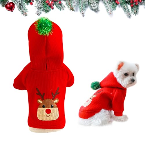 Christmas Dog Hoodie Elk Pattern Fashion Pet Clothes Xmas Red Couple Hoodie Dog Gift Costume Winter Dogs Sweatshirt Apparel Pullover Dog Jumpsuit Coat for Chihuahua Poodle Bichon Pomeranian (Hoodie) von Cretvestsar