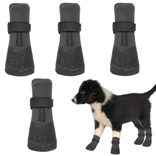 Cretvestsar 4 Stück Tier-Schutz-Fußbekleidung, Außen-Paw-Cover, Tier-Fuß-Cover, Haltbare Tier-Zubehör für Hundewanderungen, Katzenabenteuer, Außenspielzeug, Wanderungen, Campingausflüge (Schwarz) von Cretvestsar