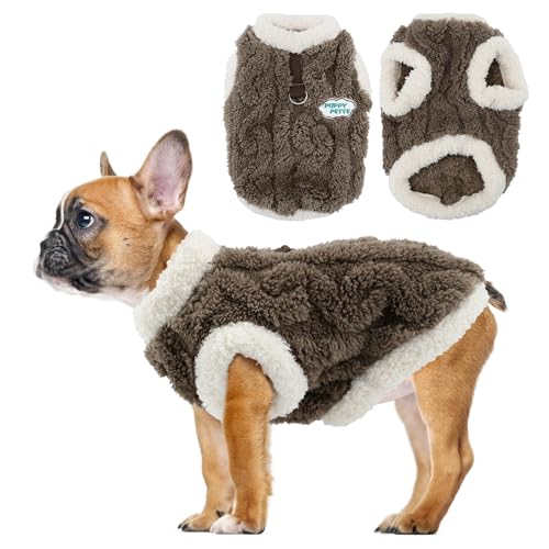 Kleine Hunde-Fuzzy-Weste für 2.5-3.5 kg Haustiere, Hundeweste für kalte Wetter, Gemütliche Hundekleidung, Winterbekleidung für Hundespaziergänge im Park Spielzeiten Winterspaziergänge (Braun) von Cretvestsar