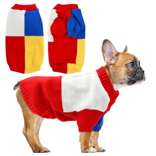 Kleiner Hunde-Pullover, Pet Farbblock-Pullover, Pet Bunten Pullover für Kleine Hunde und Katzen, Kaltes Wetter (Mischfarbe A) von Cretvestsar