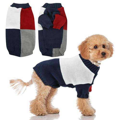 Kleiner Hunde-Pullover, Pet Farbblock-Pullover, Pet Bunten Pullover für Kleine Hunde und Katzen, Kaltes Wetter (Mischfarbe B) von Cretvestsar