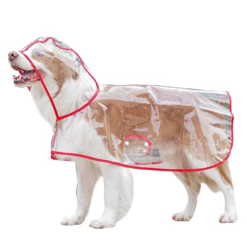 Wasserdichter Hunderegenmantel Transparenter Hundeponcho Kapuze PVC Welpen Regenjacke Leichte Weste Regenmantel für Große Mittelgroße Hunde Teddy Malteser Yorkshire Walking Outwear Sport (Rot) von Cretvestsar