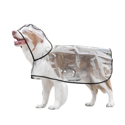 Wasserdichter Hunderegenmantel Transparenter Hundeponcho Kapuze PVC Welpen Regenjacke Leichte Weste Regenmantel für Große Mittelgroße Hunde Teddy Malteser Yorkshire Walking Outwear Sport (Schwarz) von Cretvestsar