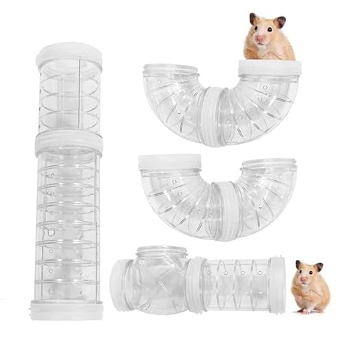 Crevyteg 8 Stück Röhren Hamster-Set, DIY-Verbindungstunnelröhre für Maus, Zubehör für Hamsterkäfig, Hamster Tunnel Rohr mit Belüftungslöchern für Ratte und andere Kleintiere - Weiß 5.5 von Crevyteg