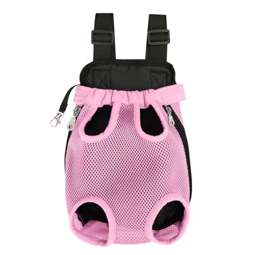 Crevyteg Haustier-Tragerucksack, verstellbare Katzen-Vorderreisetasche, Katzen-Hunderucksack, belüftete Hunde-Brusttrage mit Hakenschlaufe für Camping, Wandern, Reisen, Welpen, Katze, Rosa, M von Crevyteg