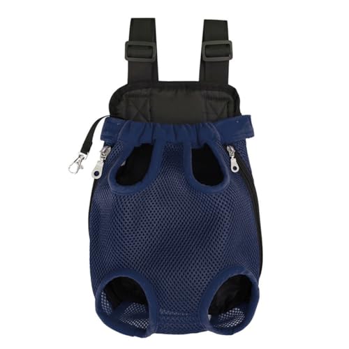 Crevyteg Haustier-Tragerucksack, verstellbare Reisetasche für Katzen, Hunde, belüftete Brusttrage mit Hakenschlaufe für Camping, Wandern, Reisen, Welpen, Katzen, Blau, M von Crevyteg