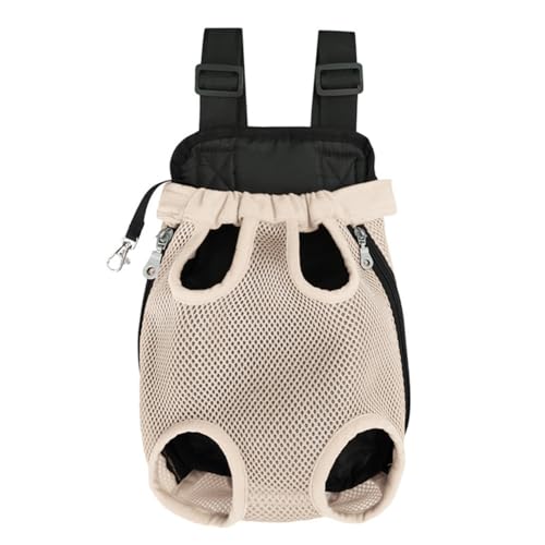 Crevyteg Haustier-Tragerucksack, verstellbare Reisetasche für Katzen, Hunde, belüftete Hunde-Brusttrage mit Hakenschlaufe für Camping, Wandern, Reisen, Welpen, Katze - Aprikose, L von Crevyteg