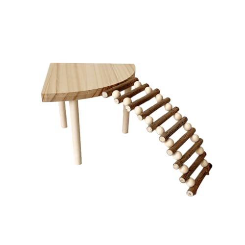 Crevyteg Holzhamster Kletterplattform Holzständer Regal für Hamster Golden Bear Hamster Klettern Spielzeug Holz Hamster Aktivität Plattform mit Leiter Hamster Käfig Zubehör für Eichhörnchen von Crevyteg