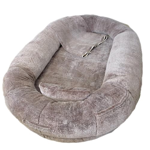 Crevyteg Hundebett, bequemes Plüsch-Hundebett, waschbar, großes Bett, riesiges Bett für Menschen, Erwachsene und Haustiere, extra Größe, faules Sofa für große Hunde und menschlichen Kaffee, 135 x 85 x von Crevyteg