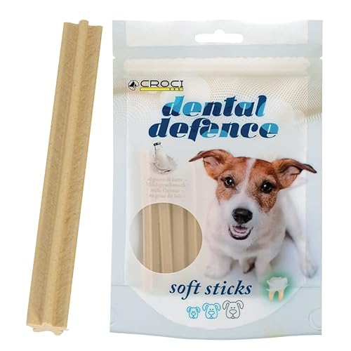 Croci Dental Defence Hundesnacks für die Mundhygiene, Kaustäbchen, Reinigung der Hundezähne, Milchgeschmack, 8 Stück, 60 g von Croci