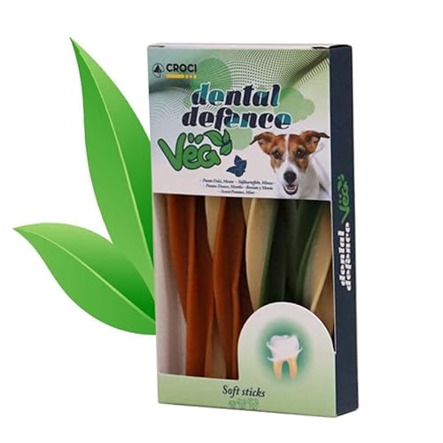 Croci Dental Defence Veg Gemüsesnack für Hunde, Stick Twist für die Mundhygiene, Reinigungsstäbchen für Hunde, Süßkartoffel und Minze, 75 g von Croci