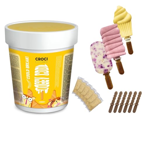 Croci Doggy Cool Kühl-Snack für den Sommer, EIS für Hunde, 6er Set, inkl. essbarem Essstäbchen, Bananengeschmack, 156 g von Croci