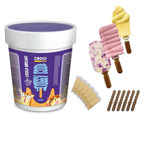 Croci Doggy Cool Kühl-Snack für den Sommer, EIS für Hunde, 6er Set, inklusive essbarem Essstäbchen, Blaubeere, 156 g von Croci