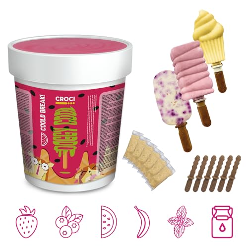 Croci Doggy Cool Kühl-Snack für den Sommer, EIS für Hunde, Set mit 6 Eiscreme, inklusive essbarem Essstäbchen, Wassermelonen-Geschmack, 156 g von Croci