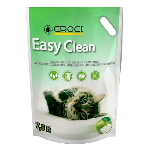 Croci Easy Clean grüner Apfel – Katzenstreu aus Silizium – Sand für Katzen aus Kieselkristallen mit grünem Apfel – Katzenstreu mit hoher Saugfähigkeit und schnell zu reinigen, 7,5 l von Croci