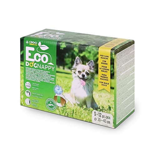 Croci Eco Hundewindel – Biologisch abbaubare Windeln für Rüden – Hundeunterhosen zum Pinkeln – Hygienebandwindeln für Rüden, geruchshemmend, Einweg, 12 Stück, Größe S, 30–40 cm von Croci