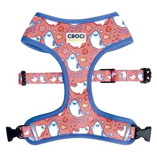 Croci Funny Sharks Hundegeschirr aus Nylon, Geschirr für Hunde, mittelgroß, Größe XS/30-39 cm von Croci