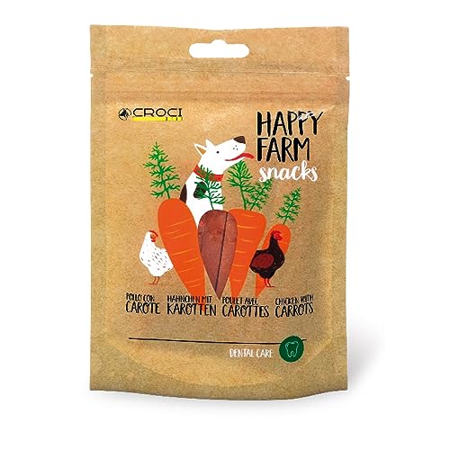 Croci Happy Farm – Kaubelohnung für Hunde, natürlicher Hundesnack, Protein-Ergänzungsfutter mit Gemüse, Huhn und Karotten, 80g von Croci