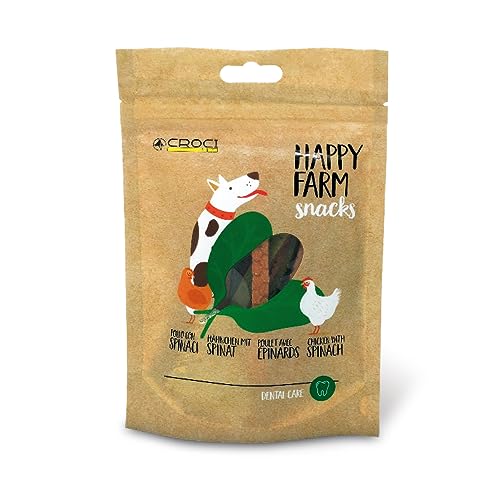 Croci Happy Farm – Kaubelohnung für Hunde, natürlicher Hundesnack, Protein-Ergänzungsfutter mit Gemüse, Huhn und Spinat, 80g von Croci