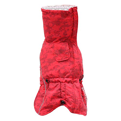 Croci Hiking Hundemantel, wasserdicht, Makalu, temperaturregulierendes Futter, rote Camouflage, 65 cm von Croci