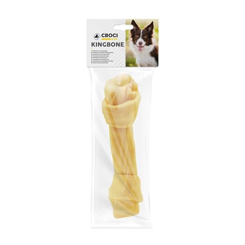 Croci King Bone – Weiße geknotete Knochen, Kaubelohnungssnack für Hunde aus natürlichem Rindsleder, Dentalstick zur Zahnreinigung, 30 cm – 220 g von Croci