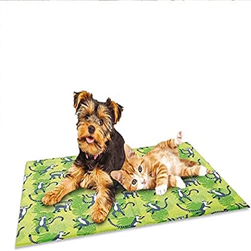 Croci Breeze - Kühlmatte für Tiere 90x50cm ohne Strom oder Batterien - Einlegematte mit Kühlgel für Hunde, Größe L, Lemurenmuster von Croci