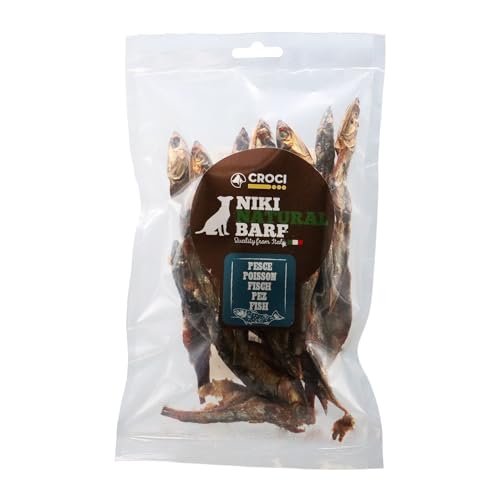 Croci Niki Natural Barf Fish Hundesnack 100% getrocknete Sardellen, reich an natürlichen Proteinen, Barf Diät für Hunde, ohne künstliche und konservierte Zusatzstoffe, 100 g von Croci