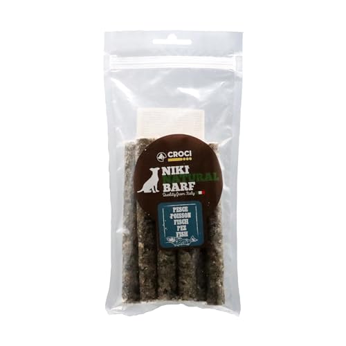 Croci Niki Natural Barf Fish Hundesnack 100% getrockneter Patess-Stick, reich an natürlichen Proteinen, Barf-Diät für Hunde, ohne künstliche und konservierte Zusatzstoffe, 8 Stück 100g von Croci