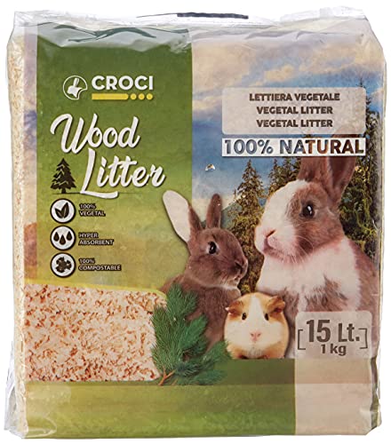 Croci Wood Litter - Pflanzliche Streu für Nagetiere auf Basis von Tannenspänen, 15 lt - 1 kg Format, natürlich und kompostierbar ohne chemische Produkte, super saugfähig, geruchshemmend von Zoo Med