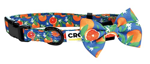 Croci Sicily Blue Citrus Hundehalsband aus Nylon, verstellbar, mit Abnehmbarer Fliege, Größe M / 32-50 x 2 cm von Croci