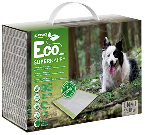 Croci Super Nappy Eco – Hygienematten für Hunde, umweltfreundlich, 84 x 57 cm – 14 Stück, super saugfähige Einlagen für Hunde und Haustiere, zum Urinieren von Hunden und Katzen, Anti-Einklemmen, Anti-Geruch von Croci