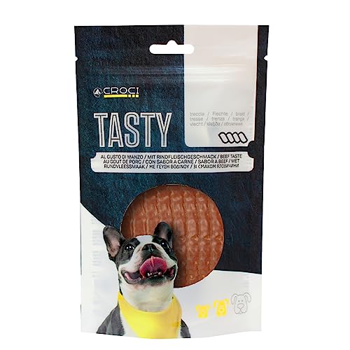 Croci Tasty Hundesnack aus Huhn und Kabeljau, Sandwich-Format, wiederverschließbare Verpackung, Kau-Snack, Belohnung, Proteinprämie, kalorienarm, 80 g von Croci